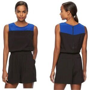 NEW Reed Colorblock Shorts Romper Womens 2 Black Blue Pockets Casual Travel R03